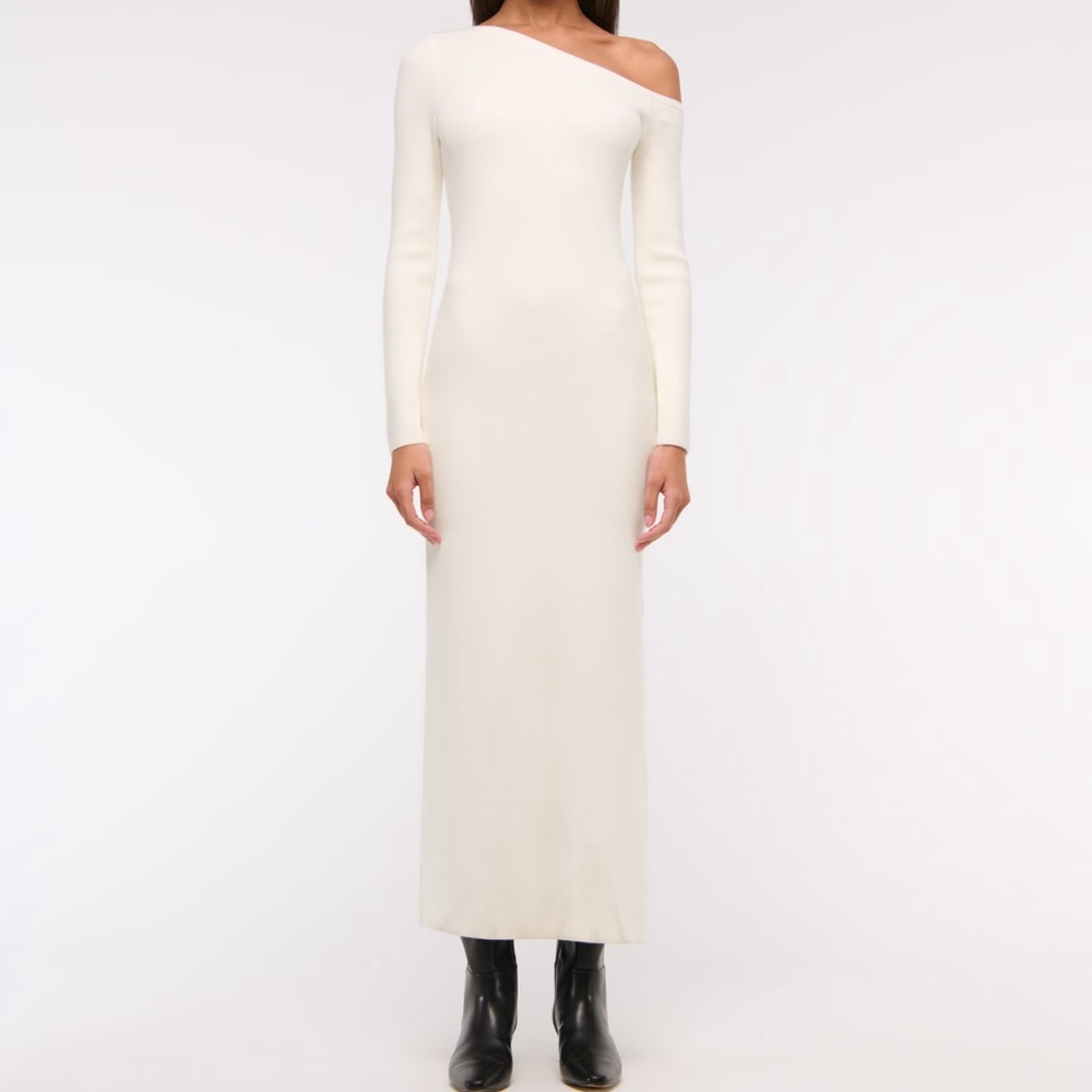 NWT Abercrombie & Fitch One Shoulder Maxi Sweater Dress - Picture 2 of 3